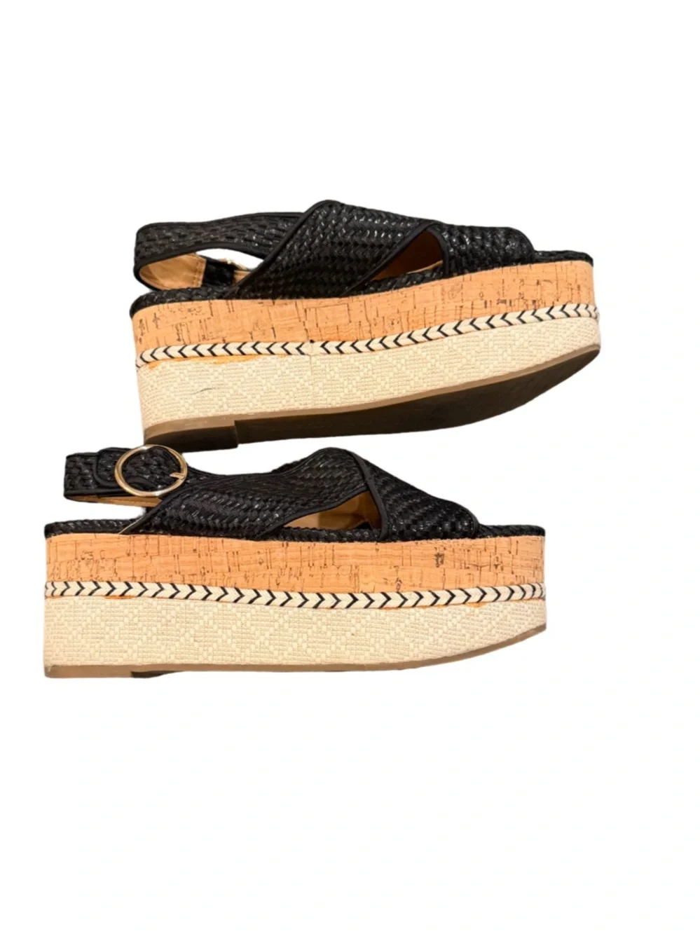 Zara Woven Platform Espadrille Sandals Black NWOT Size 36